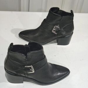 Steve Madden Rayelle Black Leather Ankle Boots Size 10